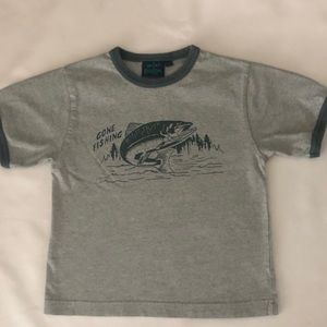 Mini Boden Gone Fishin Ringer Tee Size 3-4 VGUC